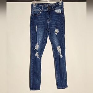 GOGO Women's Skinny Jeans - Dark Blue